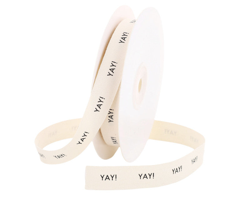 5/8" x 25 Yards "YAY!" Printed Cotton Ribbon - Pack of 10 Rolls