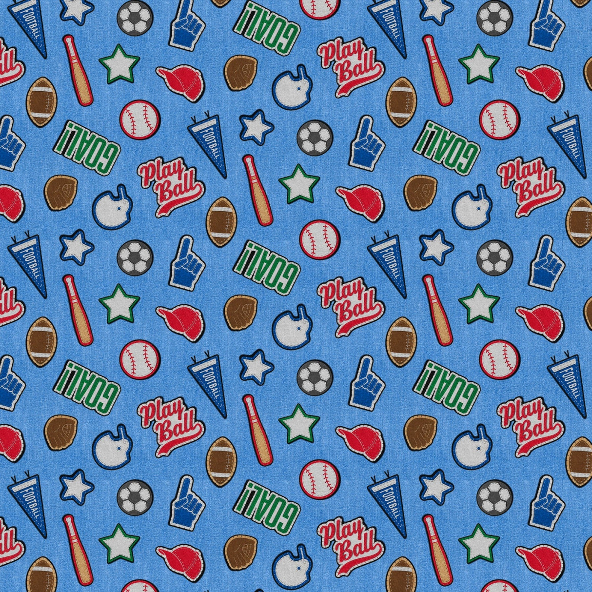 Cotton Print Blue Patch Perfect Sports Fabric 43/44"