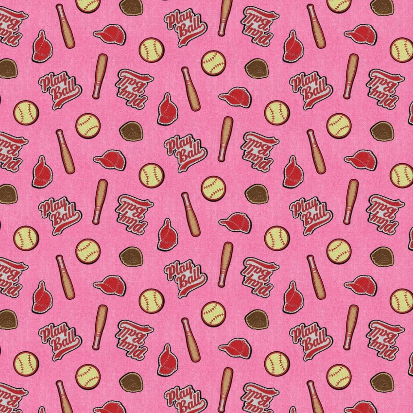 Cotton Print Pink Patch Perfect Baseball Fabric 43/44"