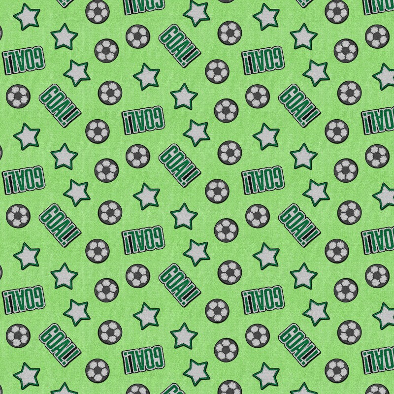 Cotton Print Green Patch Perfect Soccer Fabric 43/44