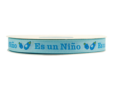3/8"x 25 yards Es un Niño Baby Shower Spanish Single Face Satin Gift Ribbon