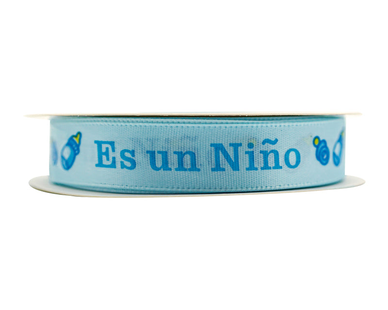 5/8"x 25 yards Es un Niño Baby Shower Spanish Single Face Satin Gift Ribbon