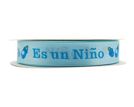 5/8"x 25 yards Es un Niño Baby Shower Spanish Single Face Satin Gift Ribbon