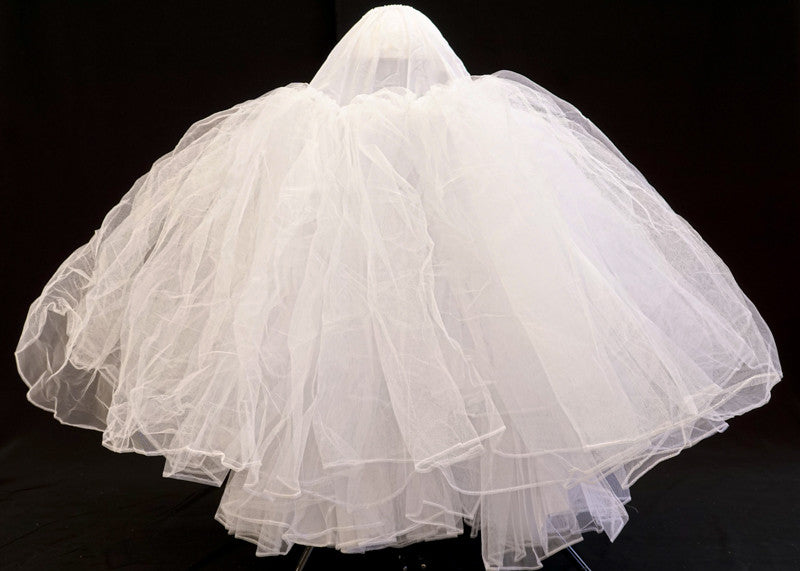 White Tulle Petticoat 37.5" x 67" Bridal Layered Ruffle Slip Skirt