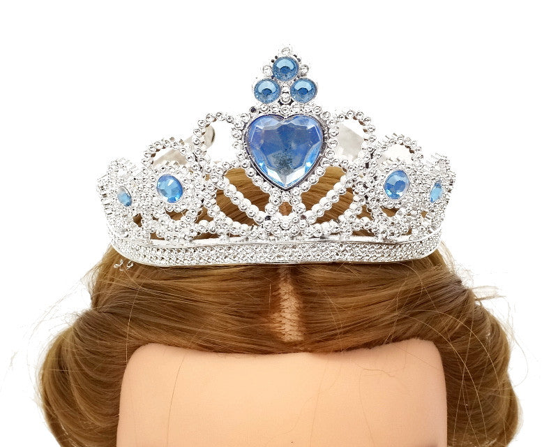 Blue-Silver Jeweled Tiara Party Favor - Pack of 12 Plastic Crowns