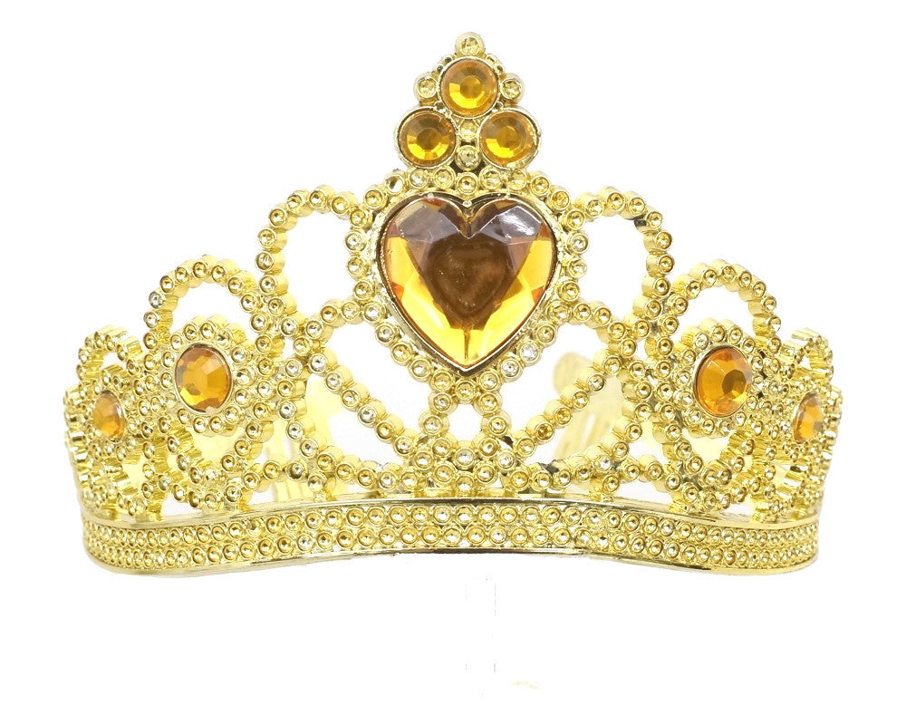 Gold Jeweled Tiara Party Favor - Pack of 12 Plastic Crowns