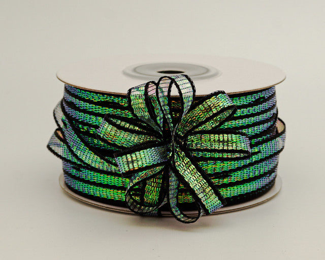 1/4"x50 yards Black Organza Pull Bows Ribbon with Iridescent Edge