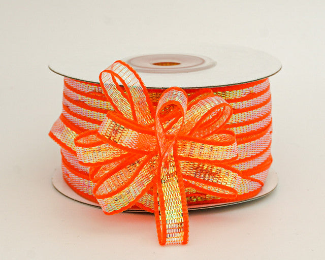 1/4"x50 yards Orange Organza Pull Bows Ribbon with Iridescent Edge