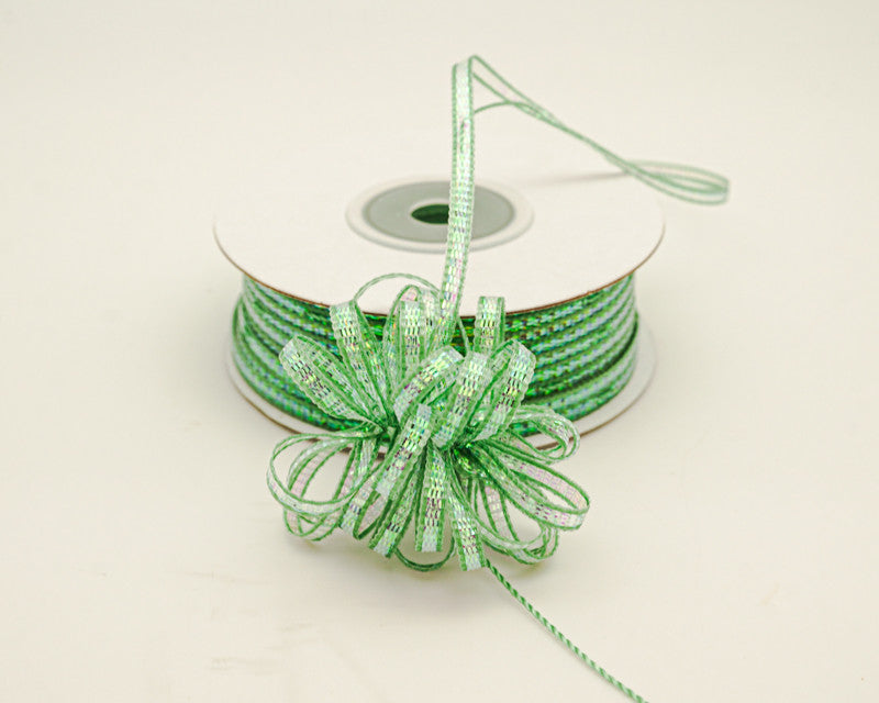 1/8"x50 yards Sage Organza Pull Bows Ribbon with Iridescent Edge - Pack of 7 Rolls