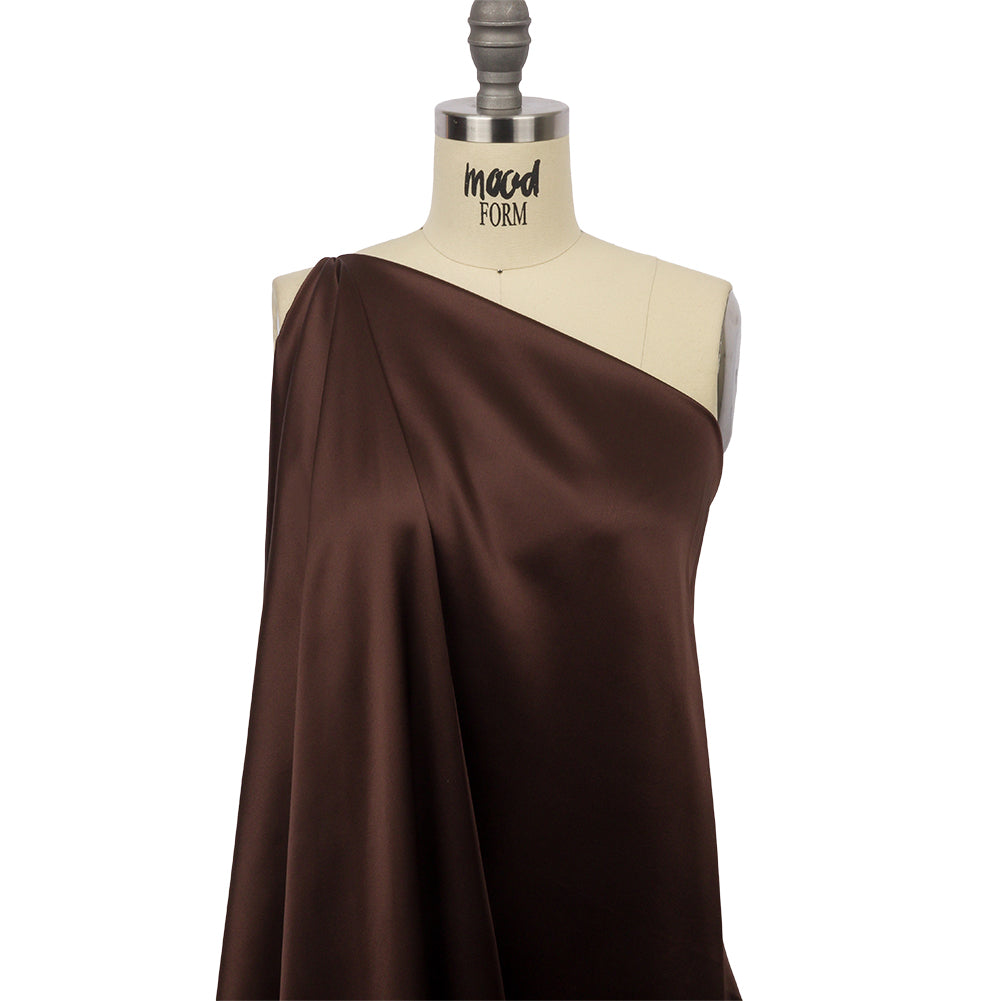 Stretch Silk Charmeuse - Dark Brown - Premium Collection
