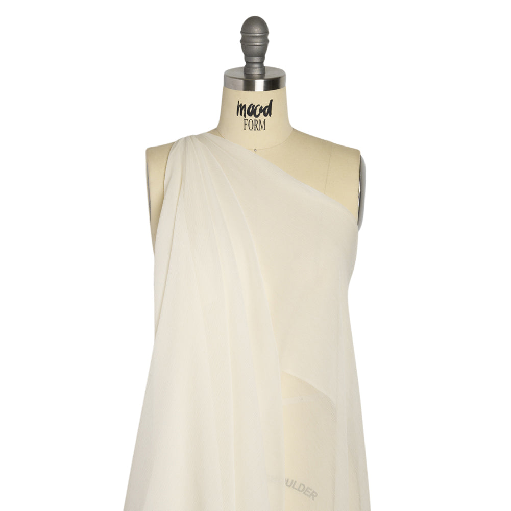 Crinkled Silk Chiffon - Antique White - Premium Collection
