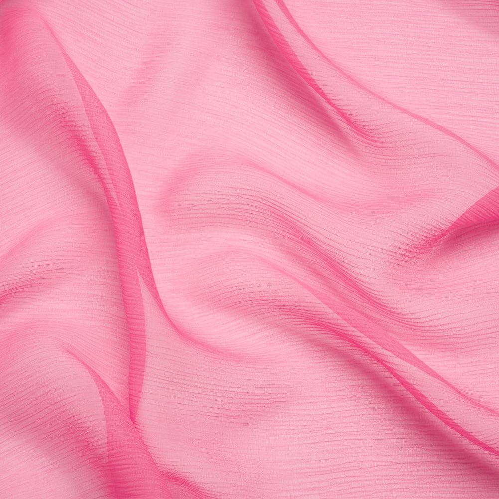 Crinkled Silk Chiffon - Carmine Rose - Premium Collection