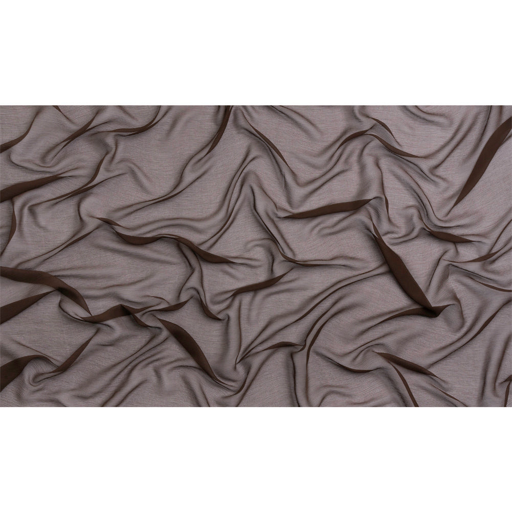 Crinkled Silk Chiffon - Dark Brown - Premium Collection