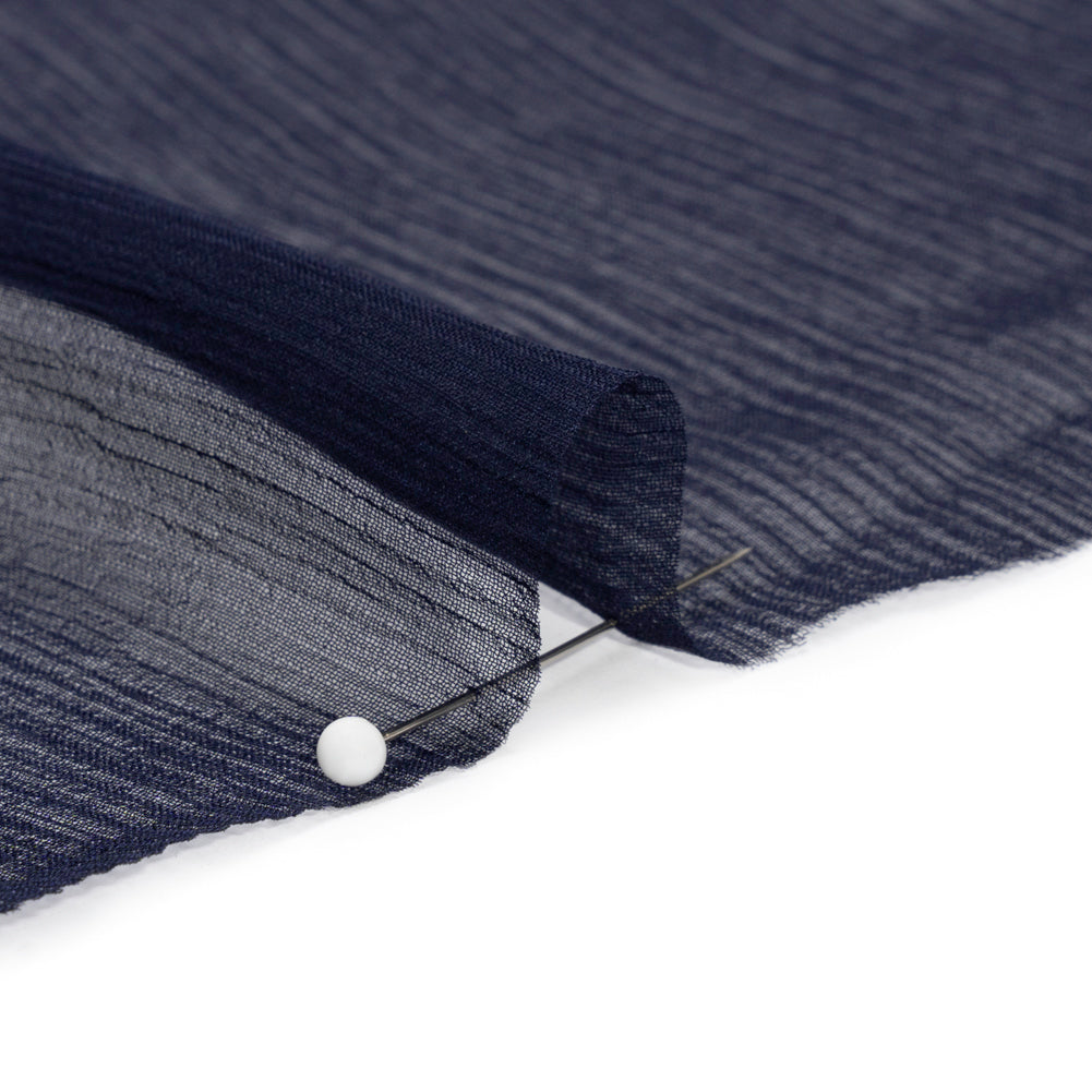 Crinkled Silk Chiffon - Navy - Premium Collection