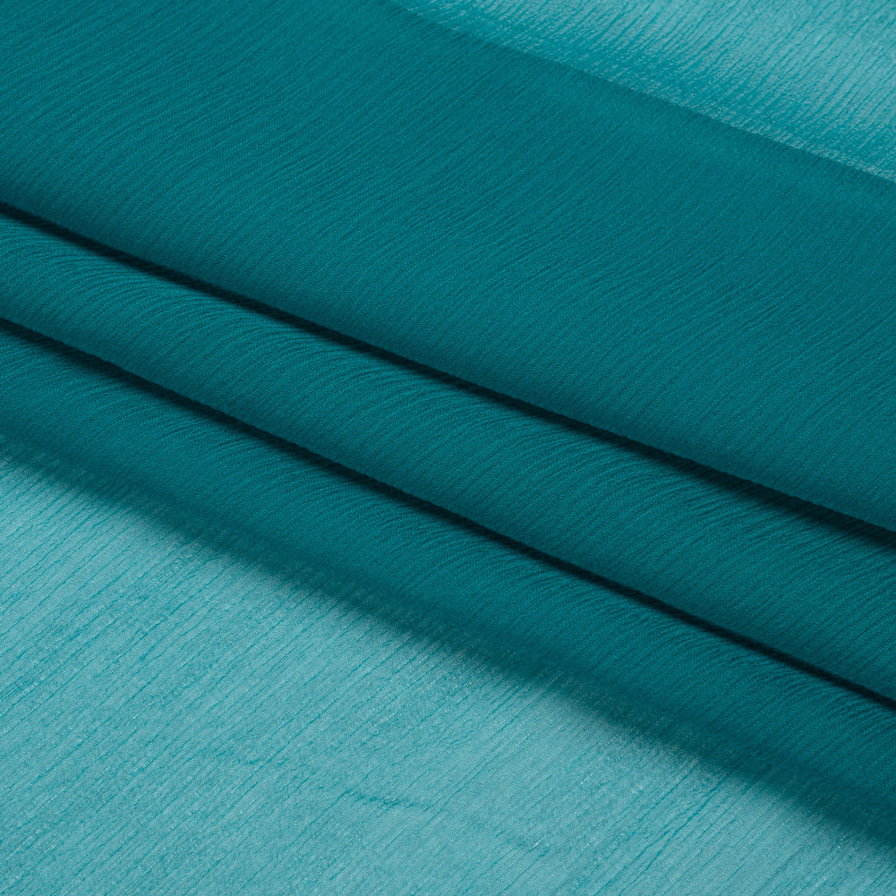 Crinkled Silk Chiffon - Deep Teal - Premium Collection