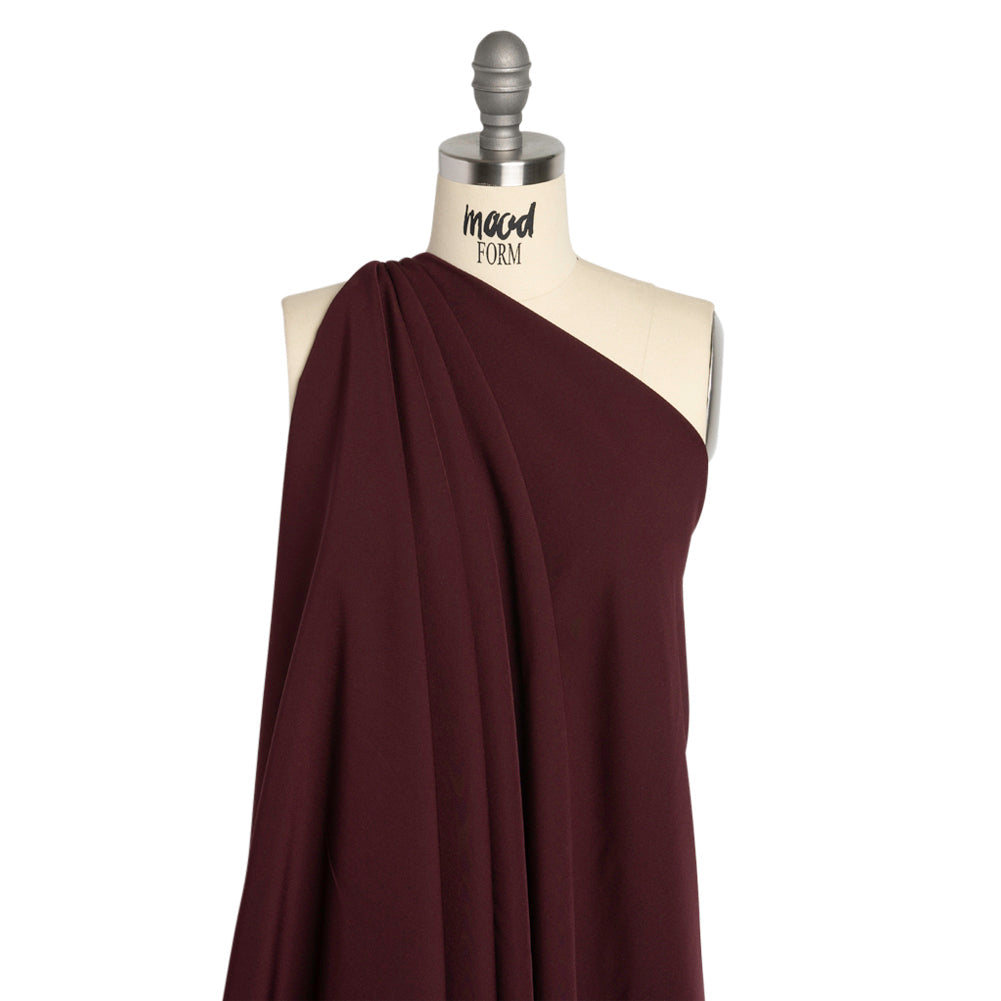 Stretch Recycled Polyester 4-Ply Crepe - Burgundy - Premium Collection