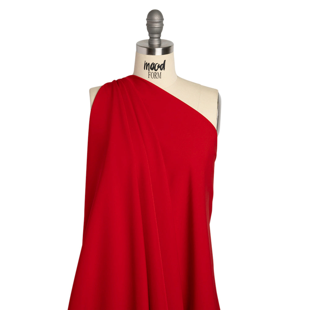 Stretch Recycled Polyester 4-Ply Crepe - Dark Red - Premium Collection
