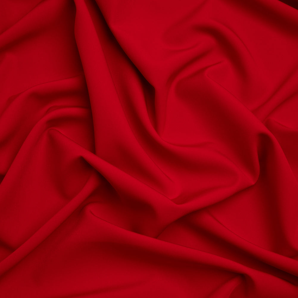 Stretch Recycled Polyester 4-Ply Crepe - Dark Red - Premium Collection