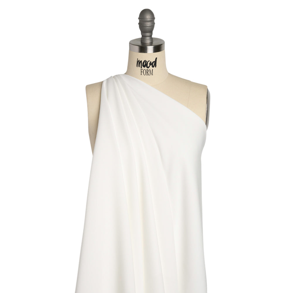 Stretch Recycled Polyester 4-Ply Crepe - Off White - Premium Collection