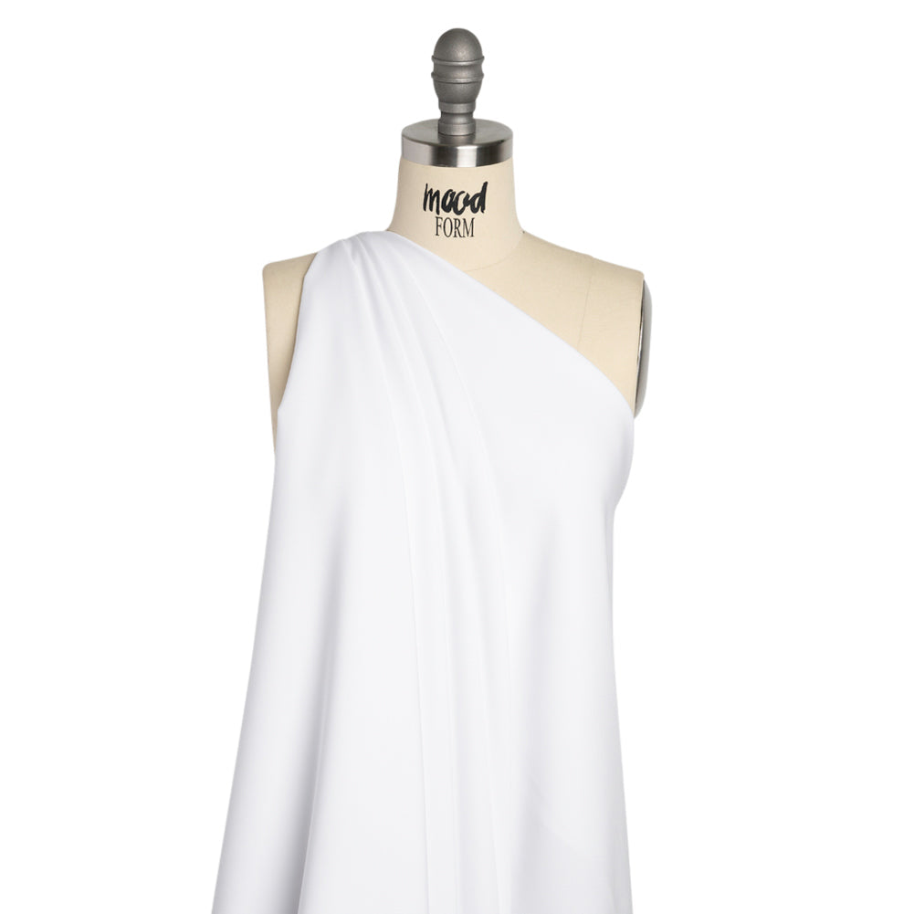 Stretch Recycled Polyester 4-Ply Crepe - White - Premium Collection