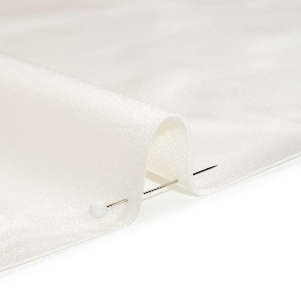Stretch Satin Made in Italy - Polished White with White Backing - Premium Collection
