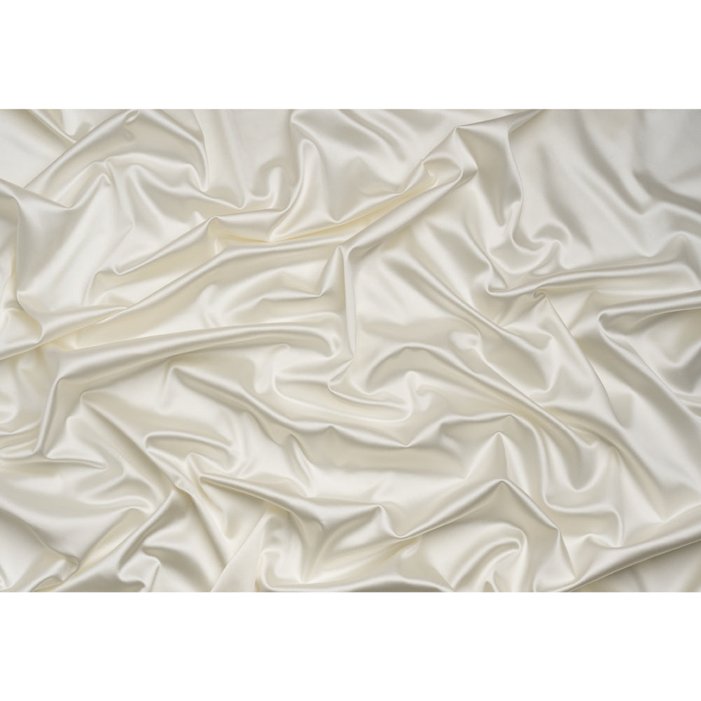 Stretch Satin Made in Italy - Polished White with White Backing - Premium Collection