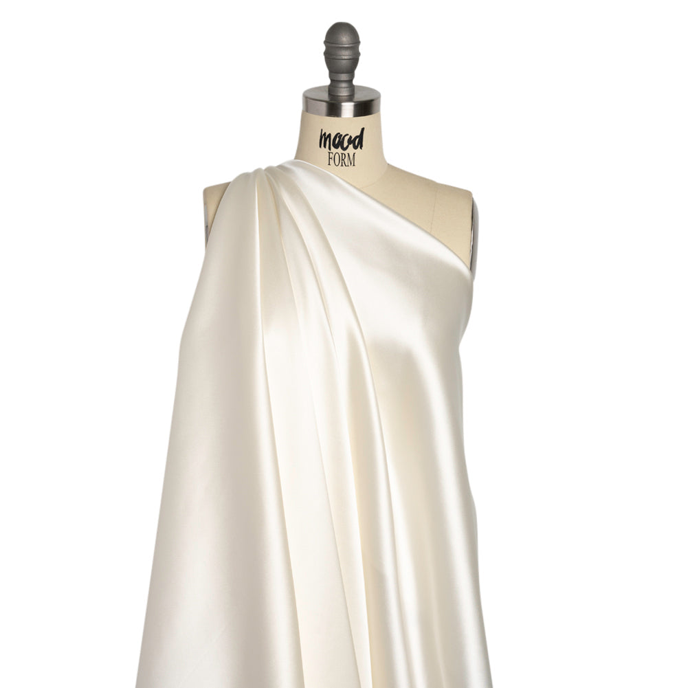 Stretch Satin Made in Italy - Polished White with White Backing - Premium Collection