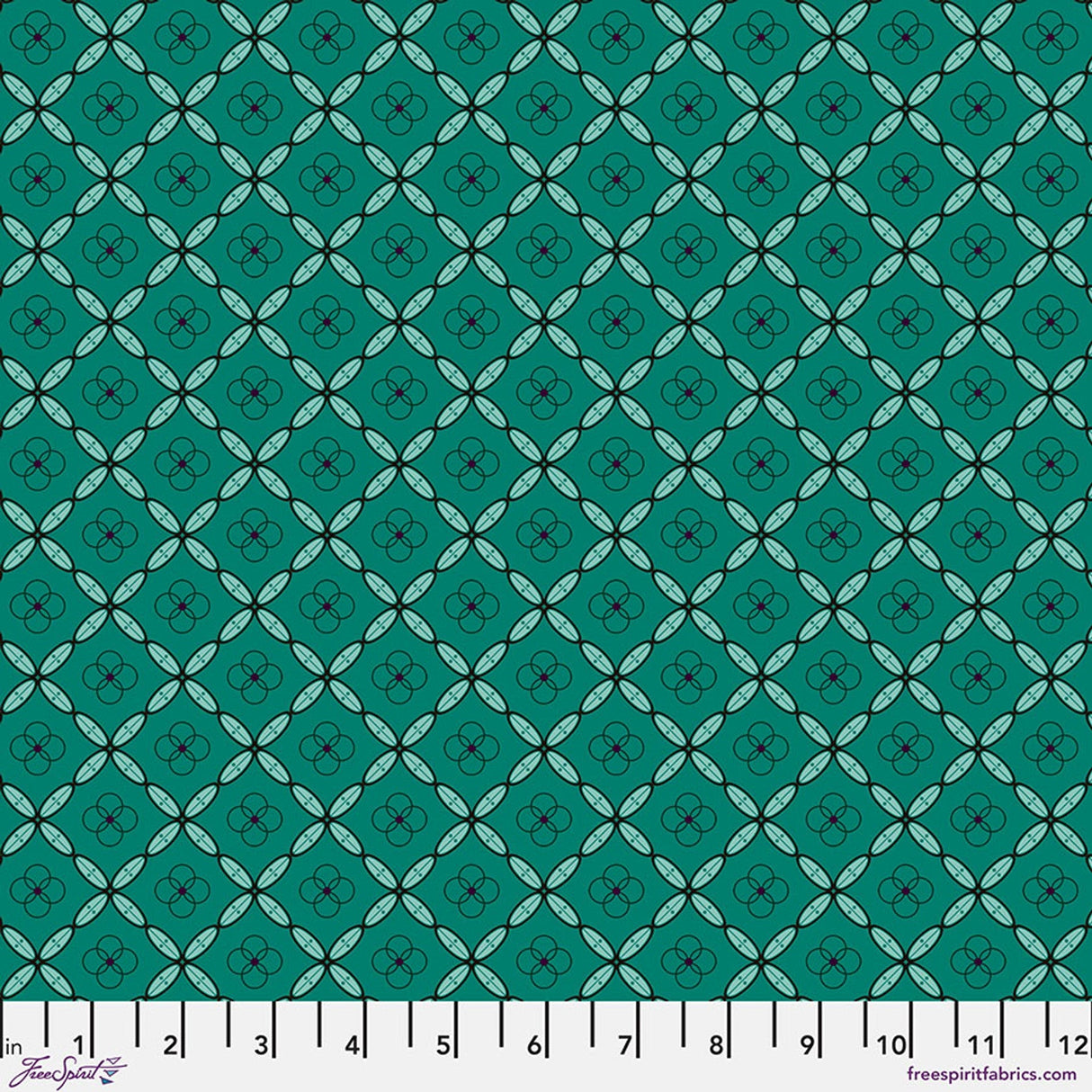 Cotton Print Fabric Enrapture Tiles Emerald 44/45"