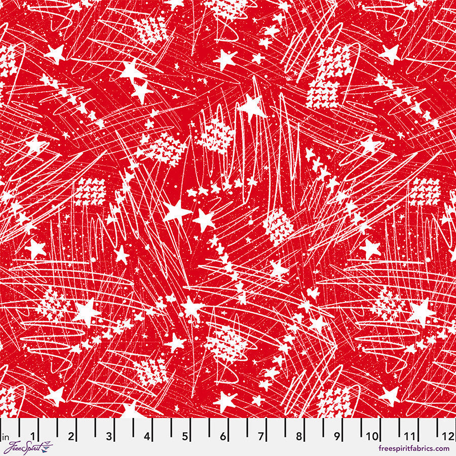 Cotton Americana Fabric Stars in the Sky Large Red 44/45"