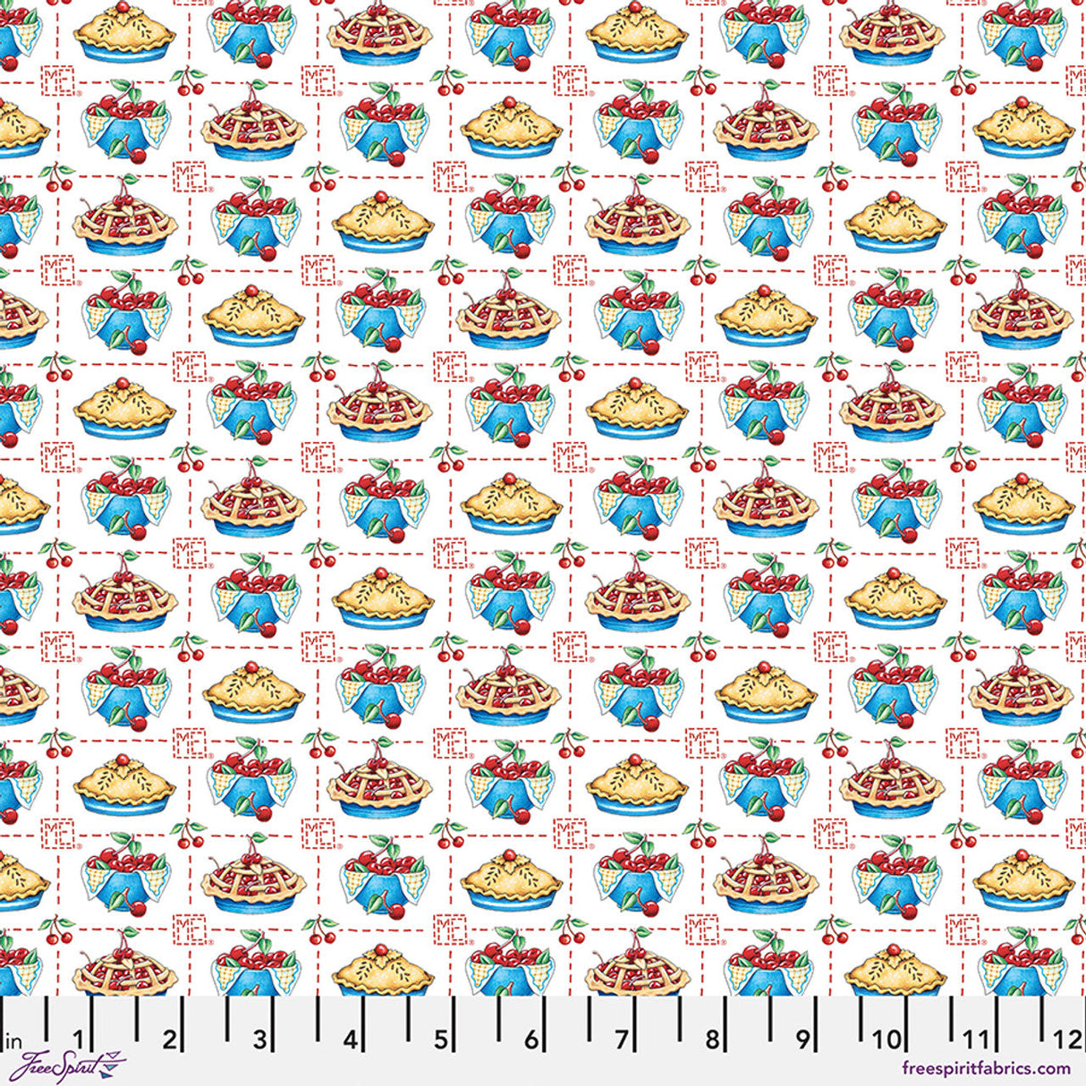 Cotton Fabric American as Cherry Pie White 44/45"