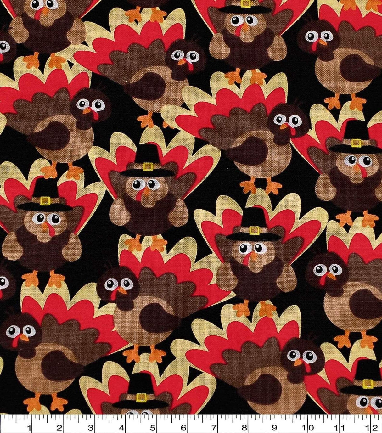 Quilting Cotton Packed Turkeys Harvest Thanksgiving Fabric