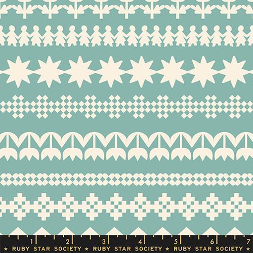 Cotton Knit Fabric Water Turquoise Stripes 43/44"