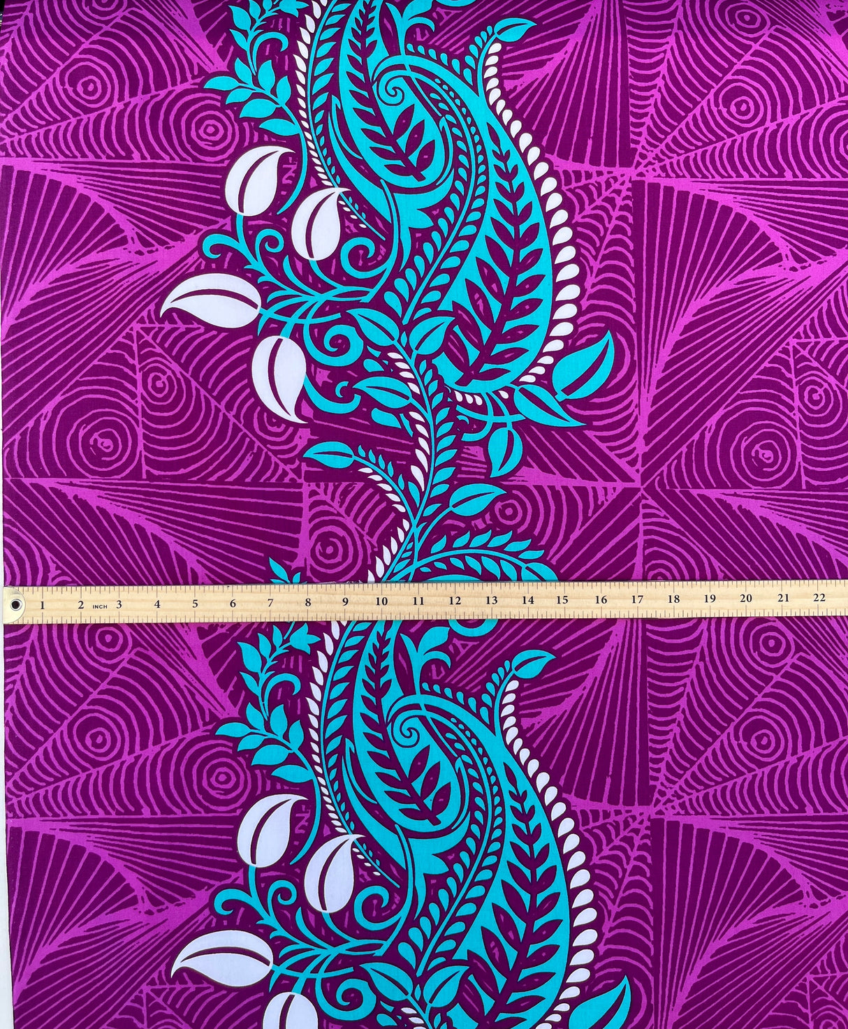 Paradise Floral Vines Cotton Fabric - Purple, Pine Green, Golden Brown, Floral Vine Print, 36" X 44-45" (1 Yard)