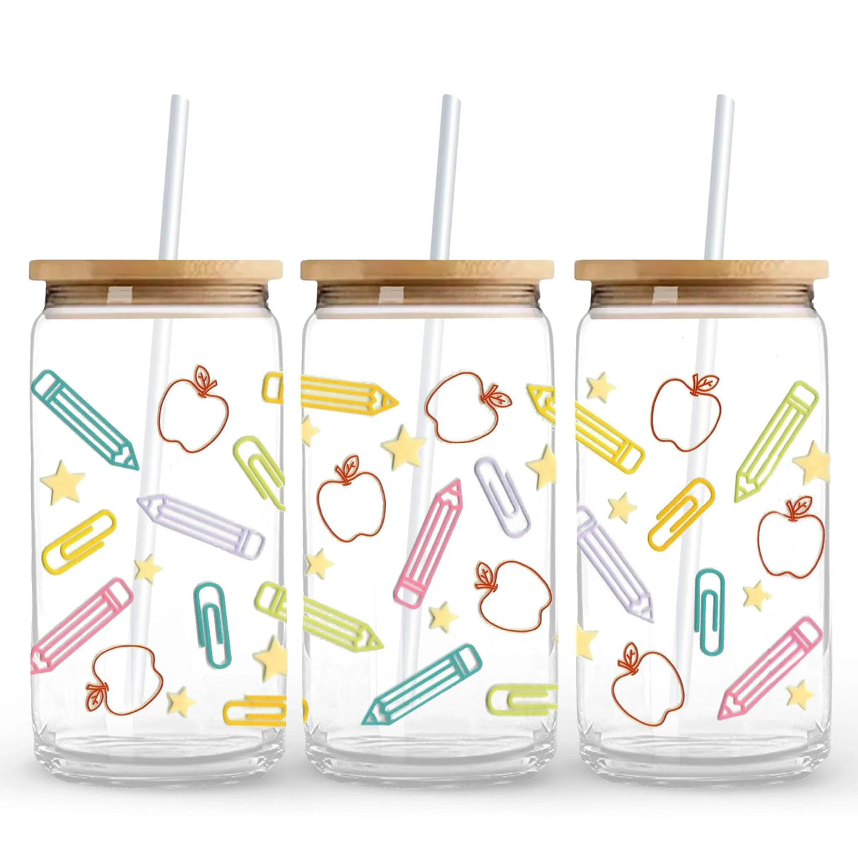 UV DTF Wrap - Pastel Pencils & Apples (9.7" x4.3")