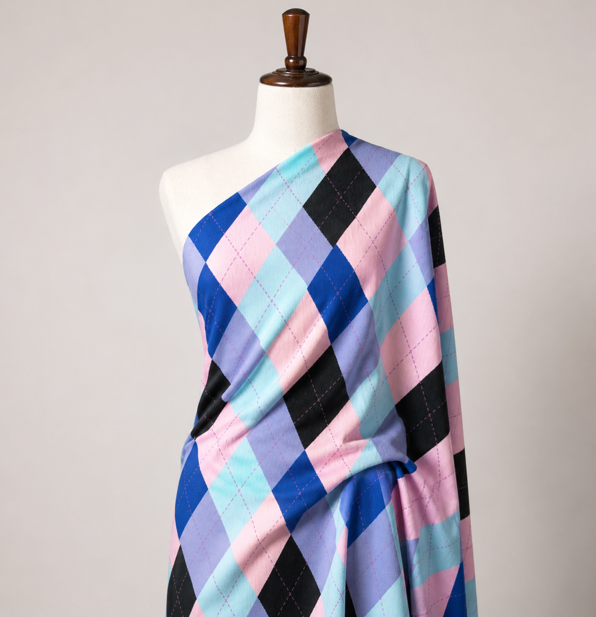 Printed Spandex Argyle Stitching Fabric