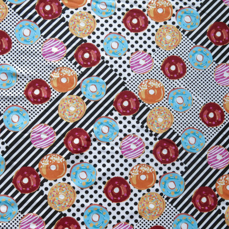 Poly Spandex Swimsuit Fabric Patchwork Donuts