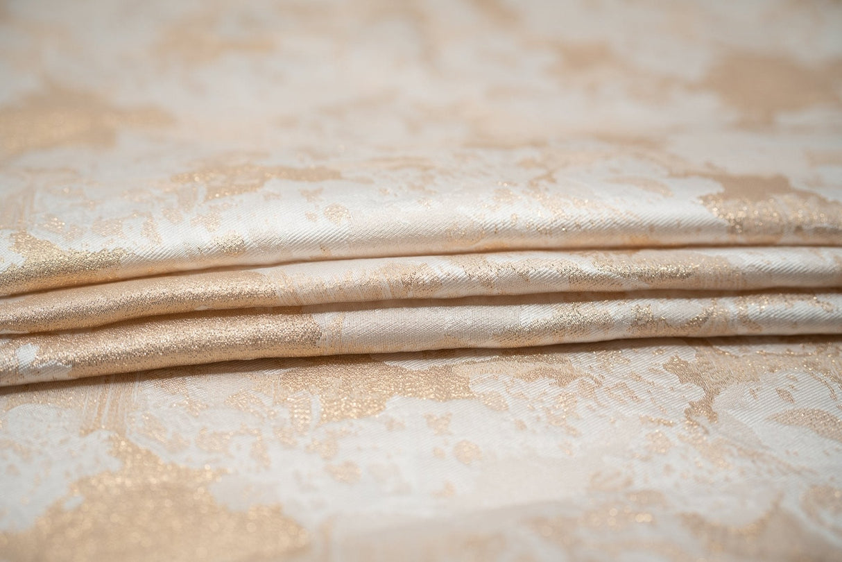 Metallic Brocade Peach Clouds Fabric