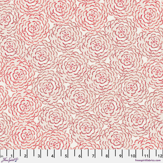 Cotton Fabric Peony Red Flourish And Bloom 44/45"