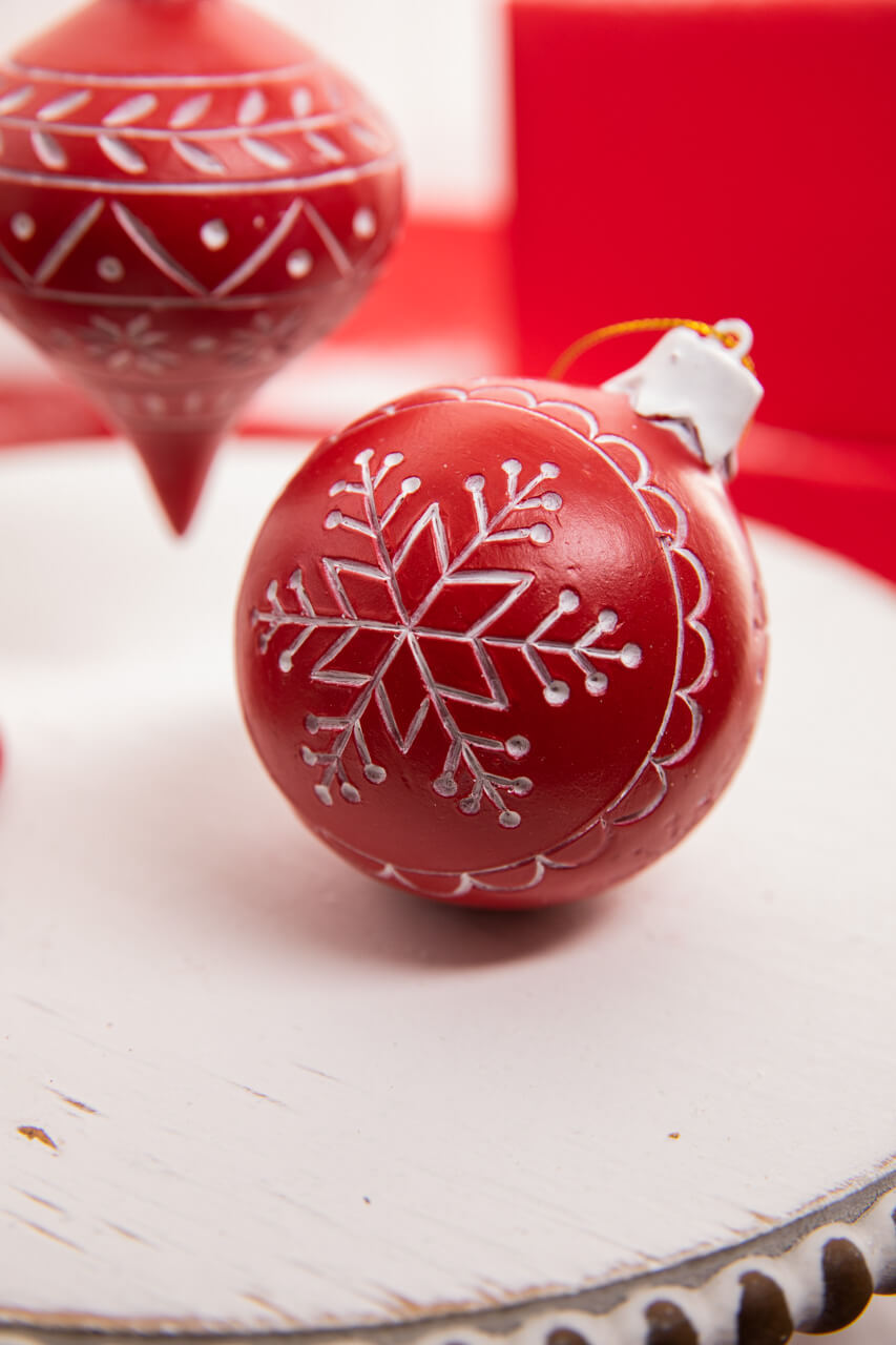 5” Red Resin Snowflake Ornament