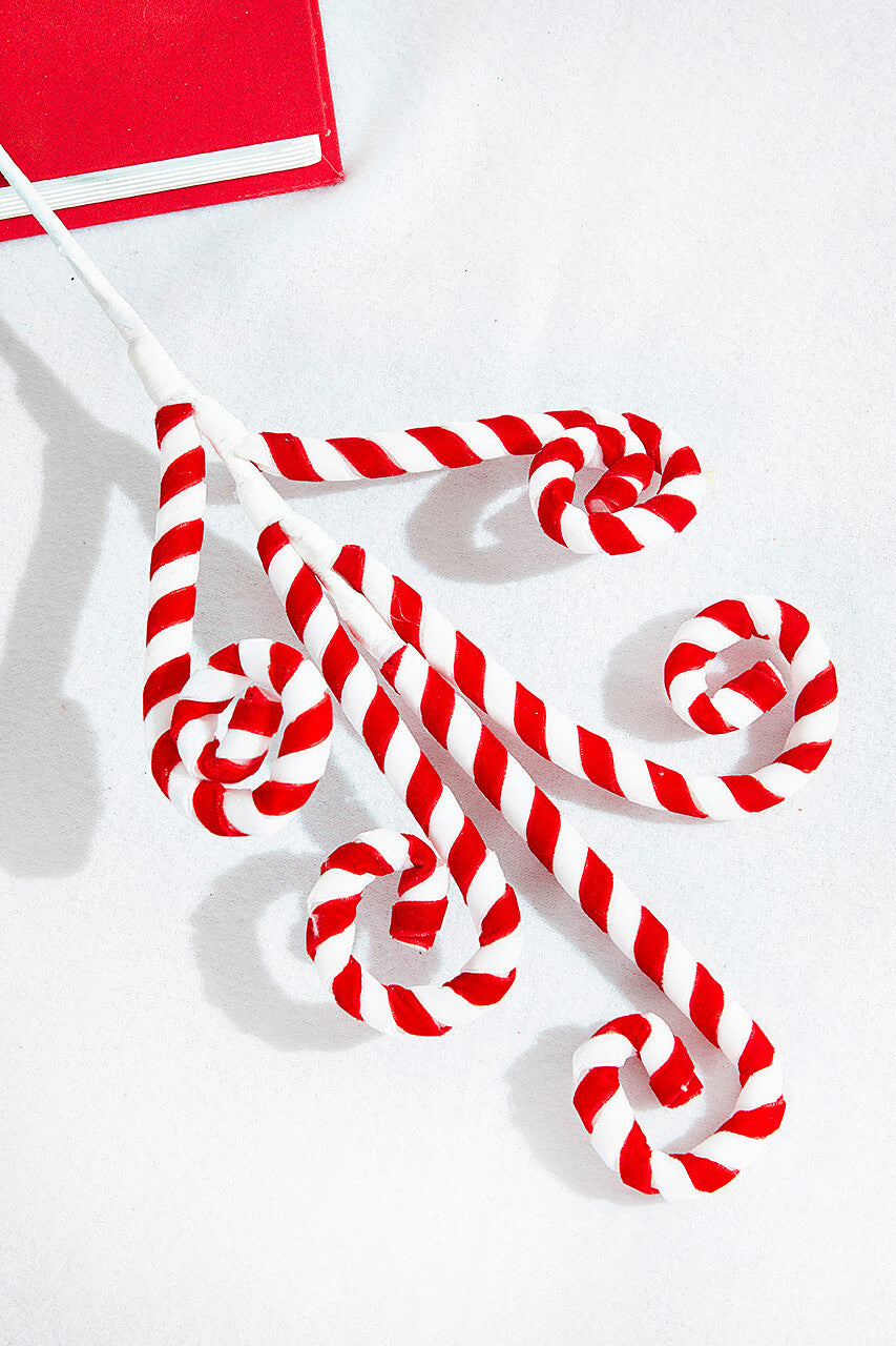 24 Inch Red White Peppermint Swirl Spray Festive Holiday Decor