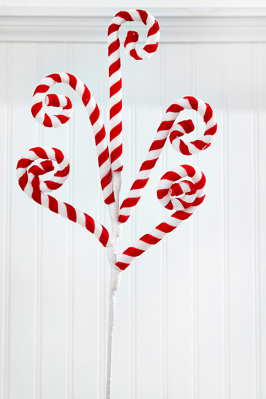 24" Red and White Peppermint Swirl Spray