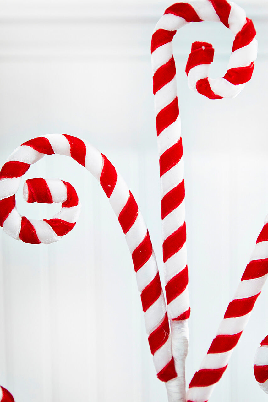 24" Red and White Peppermint Swirl Spray