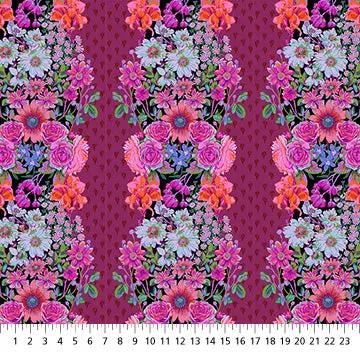 Cotton Print Perennial Borders Beata's Garden in Plum 44/45" Fabric