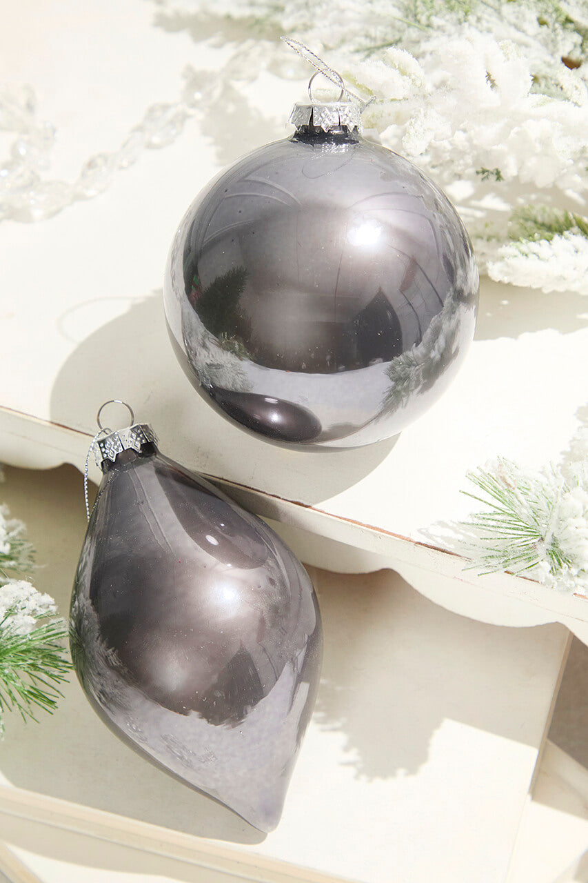4" - 6" Pewter Glass Finial and Ball Ornaments