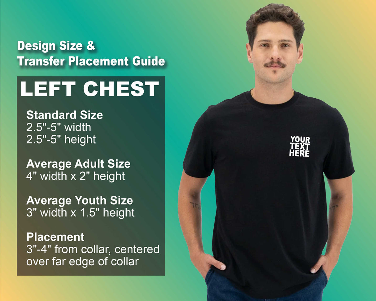 Pack: 12 Fast Create Your Own T-Shirts – Custom Image, Text, or Logo Print (Left Chest - Black)