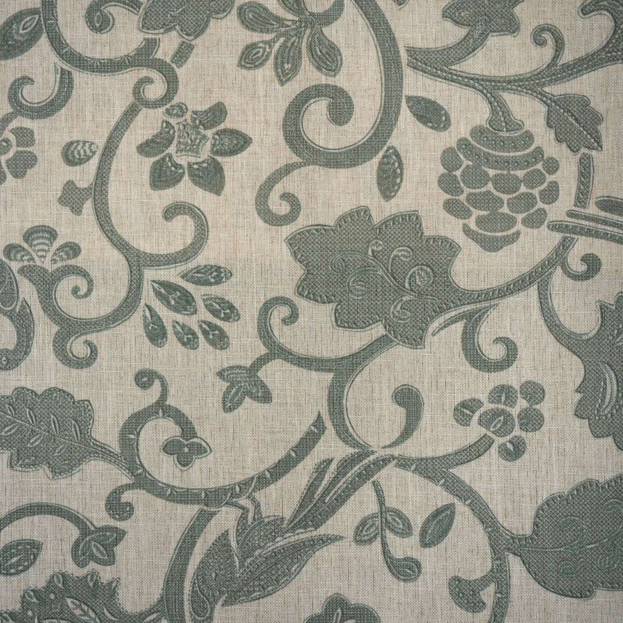 Polyester Linen Jacobean Floral Upholstery Fabric