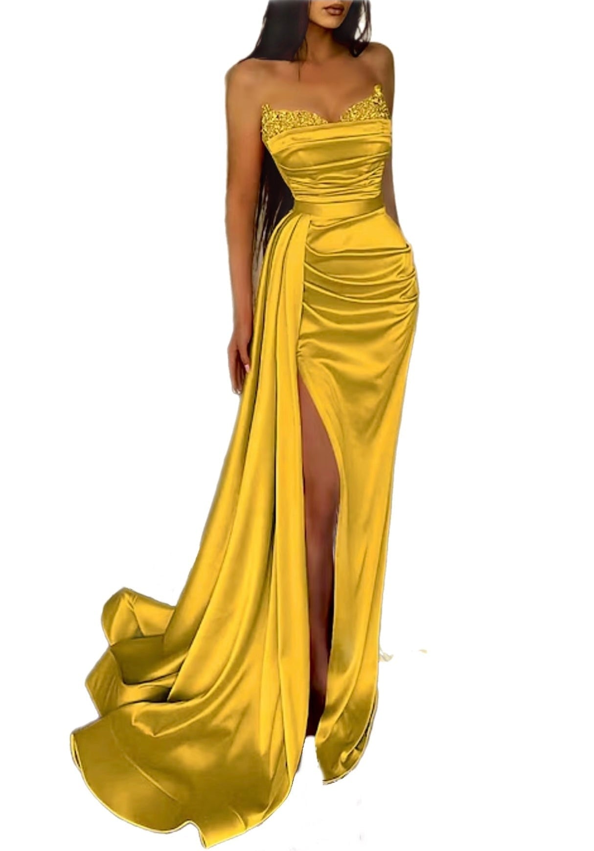 Shiny Nylon Spandex Mustard Gold