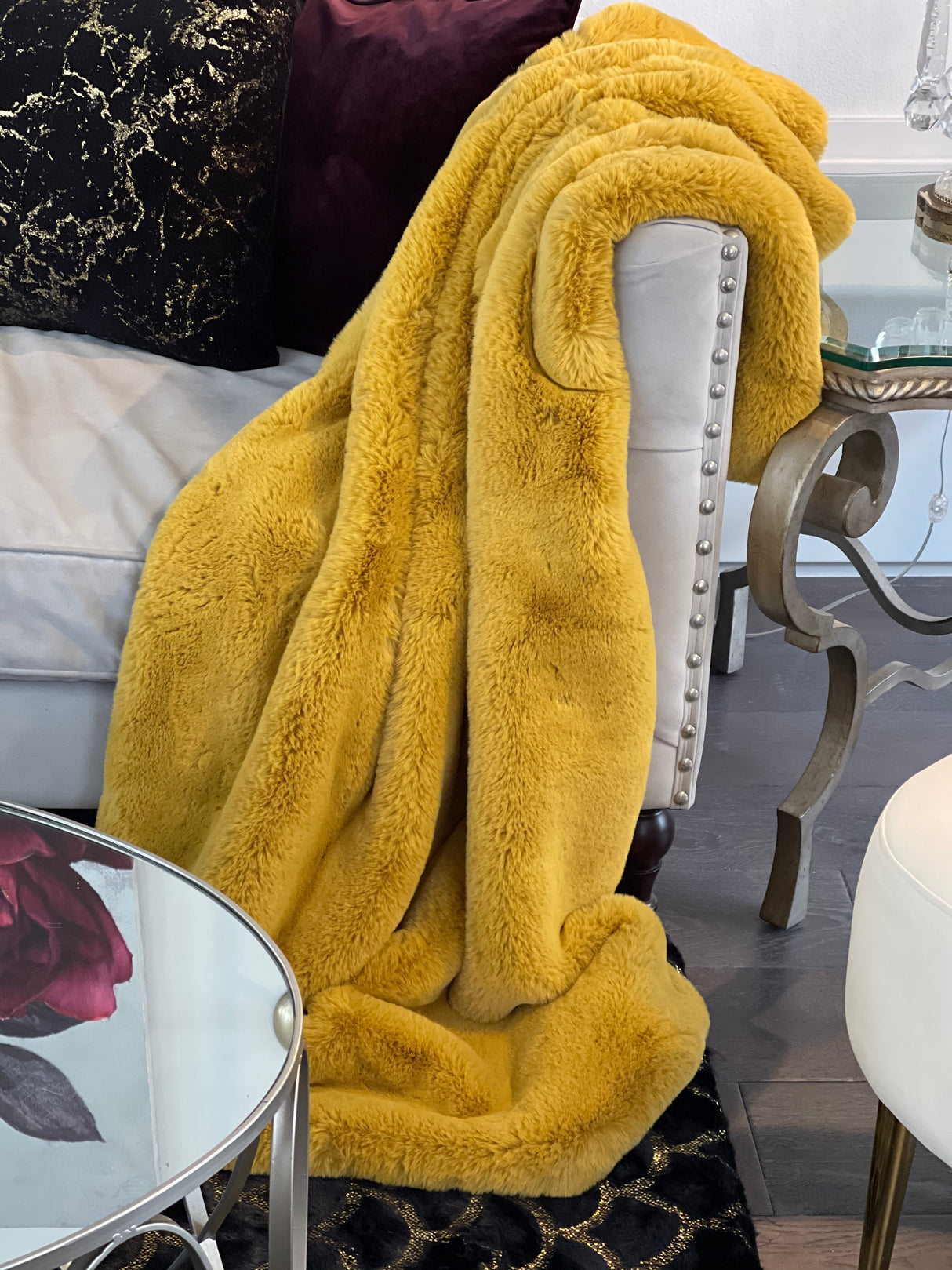 Soft Cozy Faux Fur Blanket - Honey Gold Faux Fur Fabric, 50" X 60" (1 Piece)