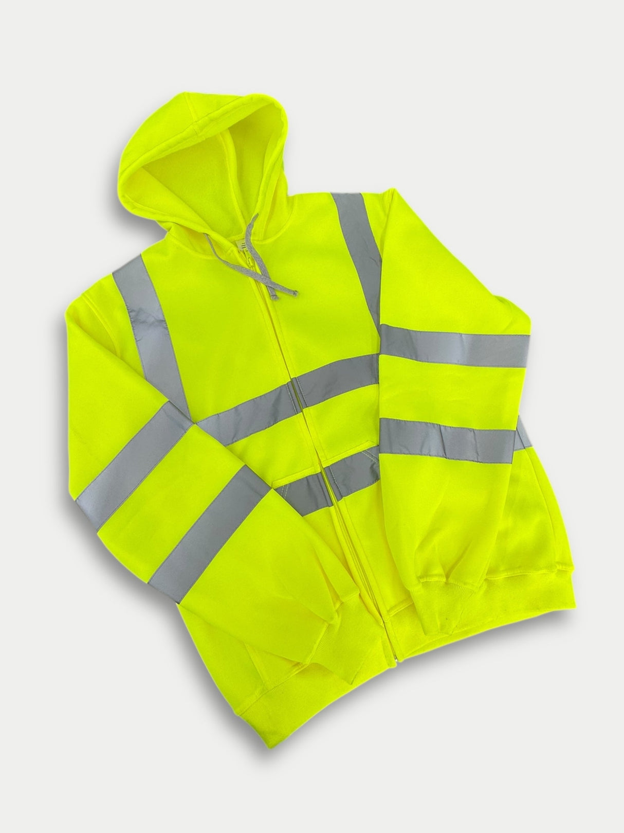Safety Pullover Safety Yellow Fabric - Yellow, Reflective Stripes, Zip-Up Hoodie (1 Piece)