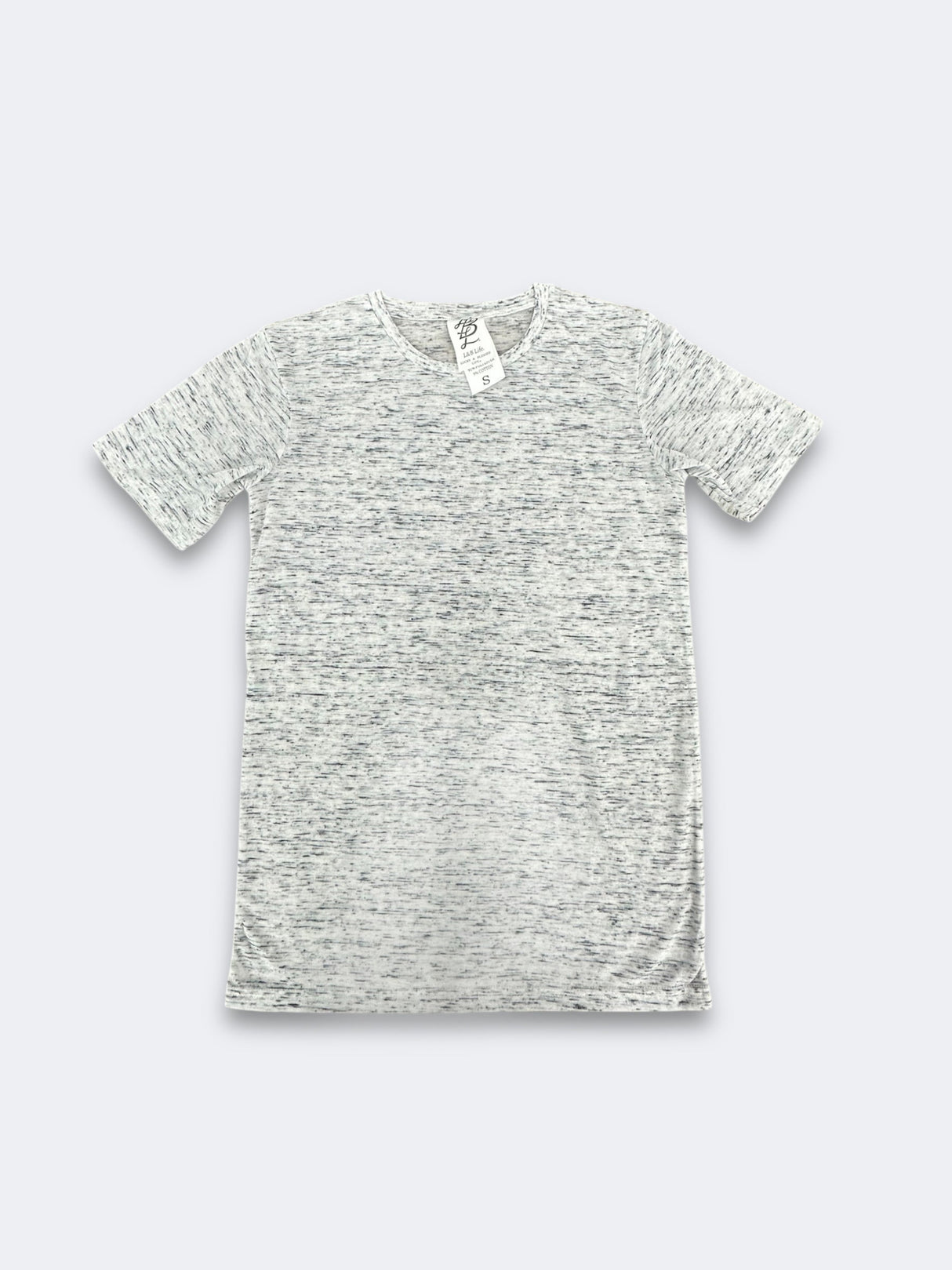 LBL Marble Shirt Round Neck Polyester Spandex Fabric - Heather White, Round Neck, Unisex, Sizes S-2XL (1 Piece)
